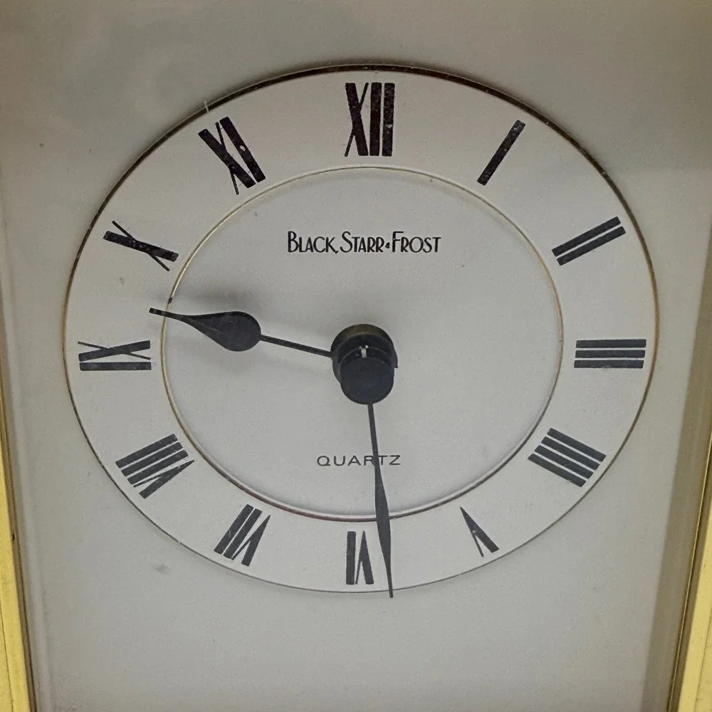 Vintage Black Starr & Frost Brass Carriage Clock Quartz Desk Mantel West Germany